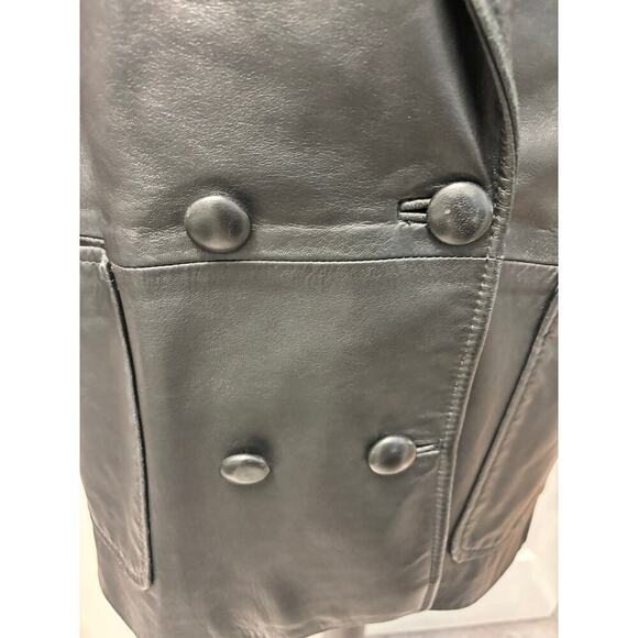 Vintage Ladies Lony G Leather Double Breasted Leather Jacket 3/4 sleeve size 12 - Picture 2 of 8